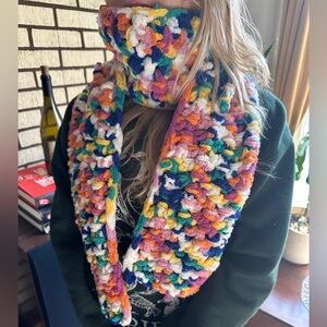 Handmade Crochet Colorful Chenille Scarf